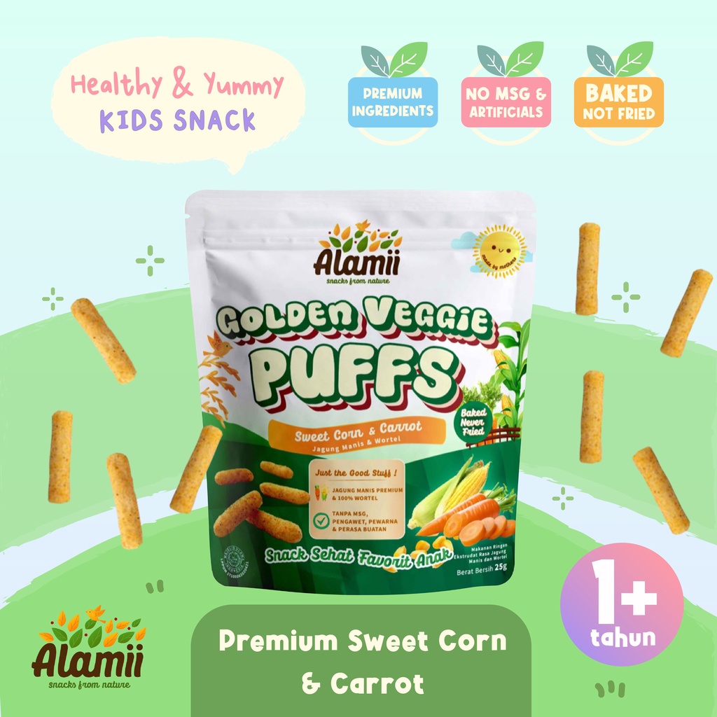 Alamii Puffs puff 25g / 30g NO MSG NO SALT Snack Mpasi Bayi Cheese Puffs Peanut Butter Puffs Sweet Corn Puffs