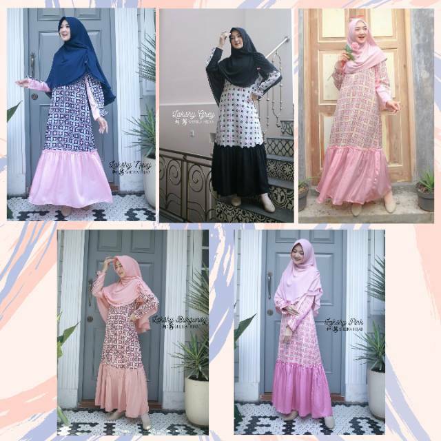 Lakshy_Dress by sheika hijab grey/burgundy/choco/pink navy