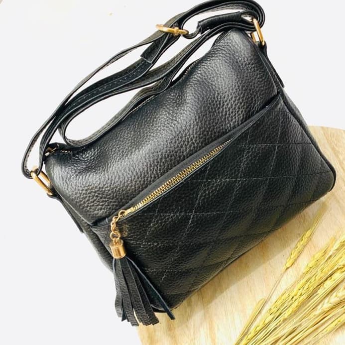 Tas Selempang Slingbag Wanita Papirut Tas Kulit Asli Garut Ukuran S F001