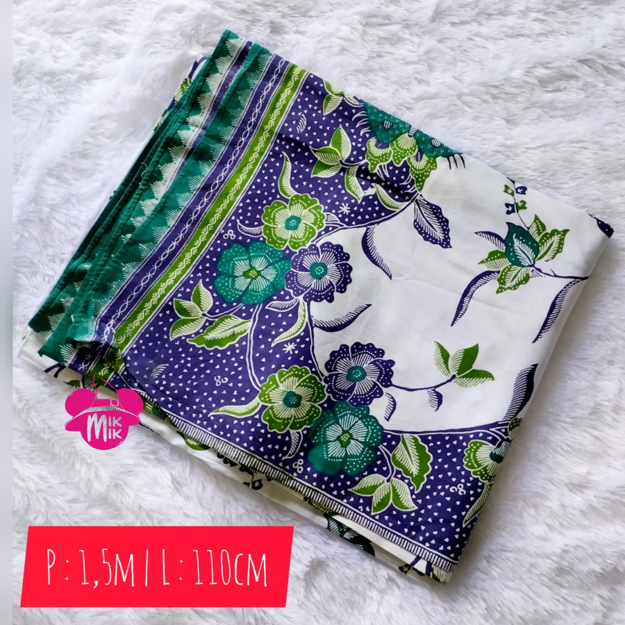 Kain Batik Putih Biru Kupu-kupu