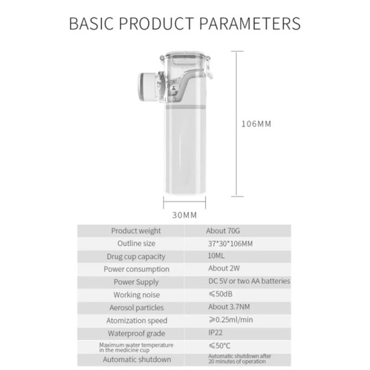 Nebulizer Portable Mesh Alat Uap Bantu Pernafasan Asma Inhalasi