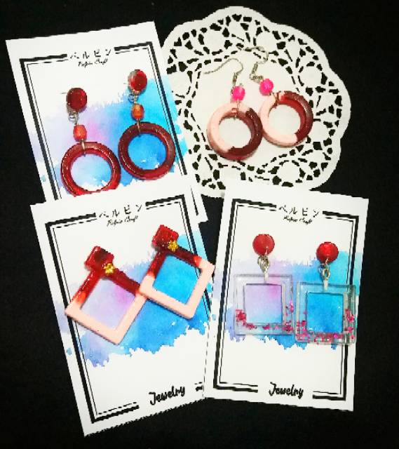 Anting anting high quality resin red jewelry fashion red stone