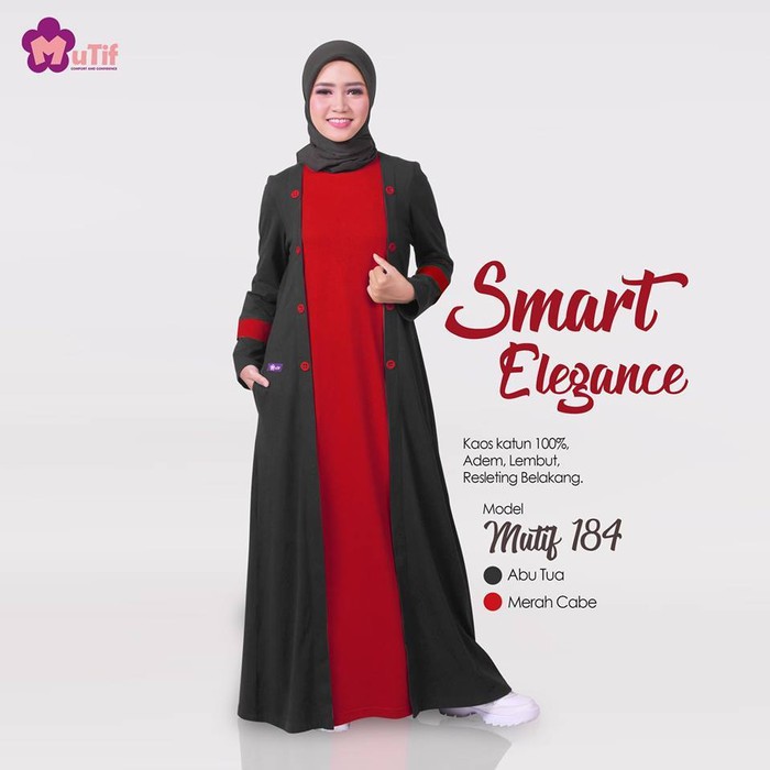 Gamis Kaos Original MUTIF 184 (Merah, Navy, Coklat)