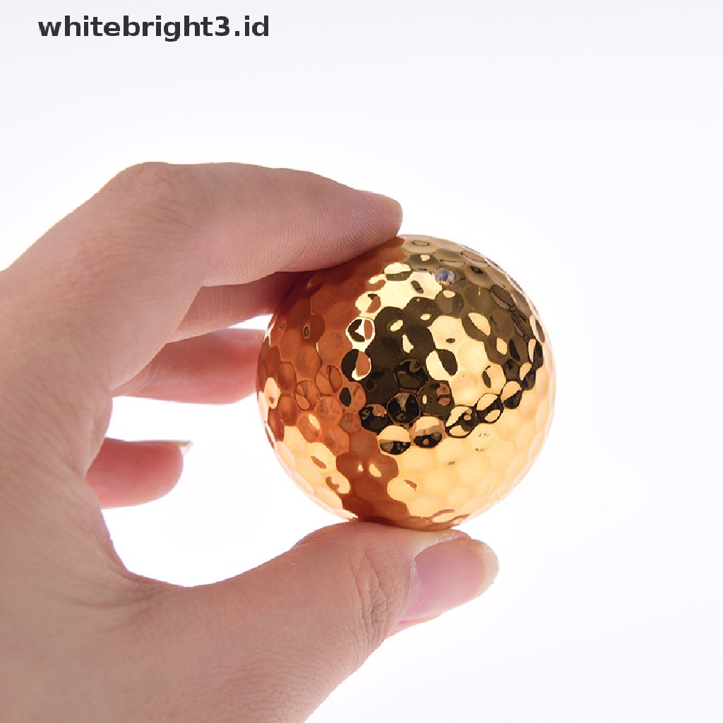 (whitebright3.id) 1pc Bola golf Warna Emas