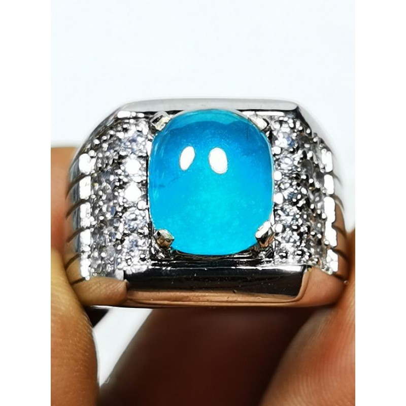 Batu akik natural bacan bluish green super crystal