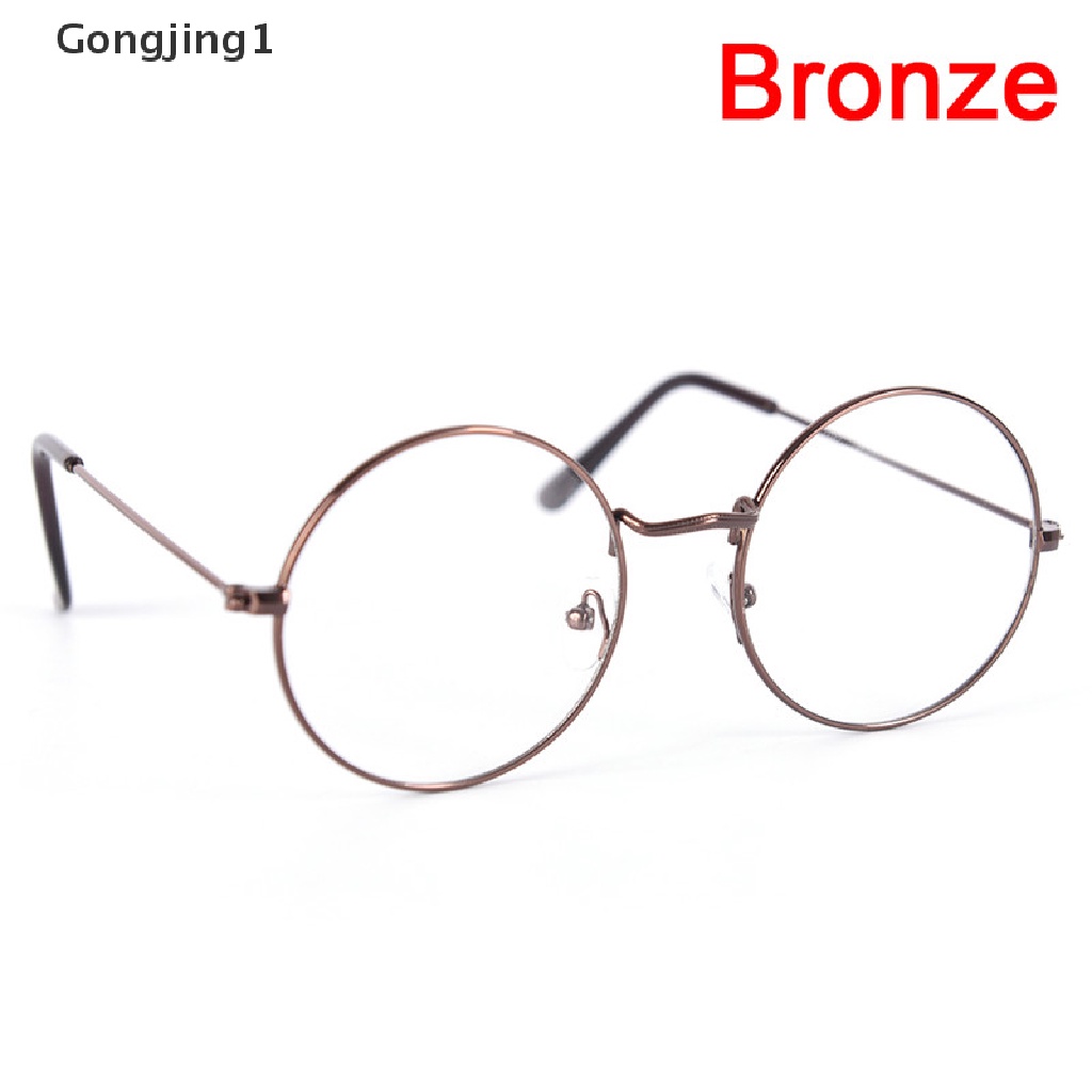 Gongjing1 Kacamata Frame Metal Bentuk Bulat Gaya Vintage / Retro / Mewah Untuk Pria / Wanita