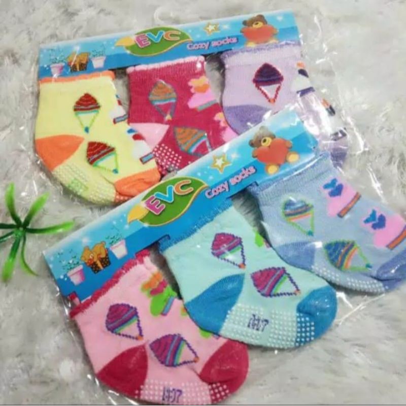 Promo !! (3Pcs) Kaos Kaki BAYI EVC ANTI SELIP - kaos kaki bayi I0 - kaos kaki bayi murah isi 3 pasang