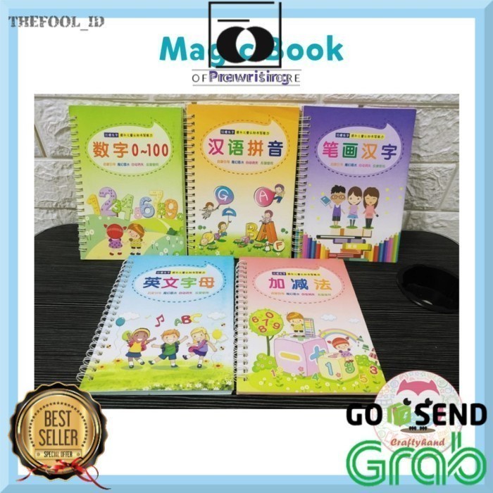 BAROKAH GAMIS Buku 4 PCS Latihan Menulis Huruf Angka anak pintar selama pandemi