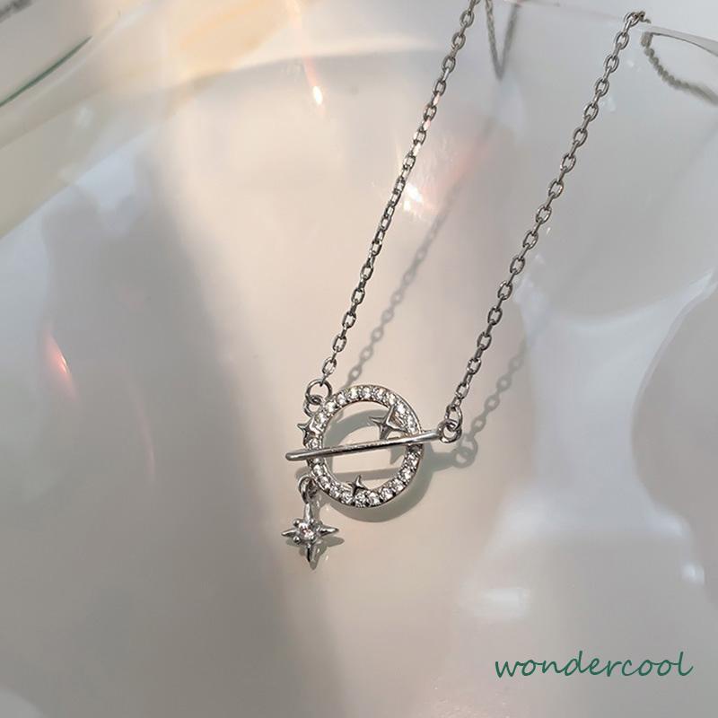 Planet Kalung Wanita Ringan Mewah Desain Niche Flash Diamond Temperamen Pacar Super Lembut-Won