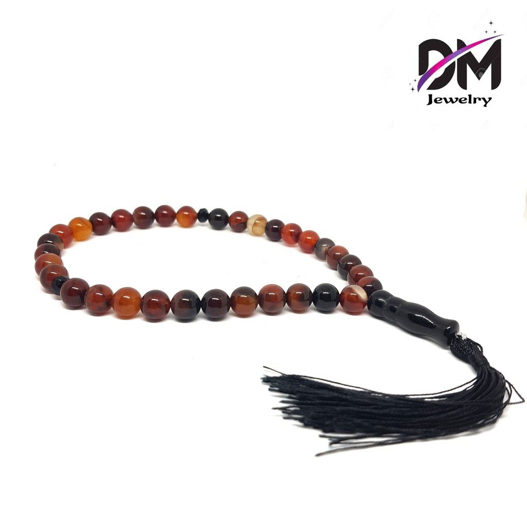 tasbih batu akik sulaiman madu 33butir 8mm-Dm tasbih batu