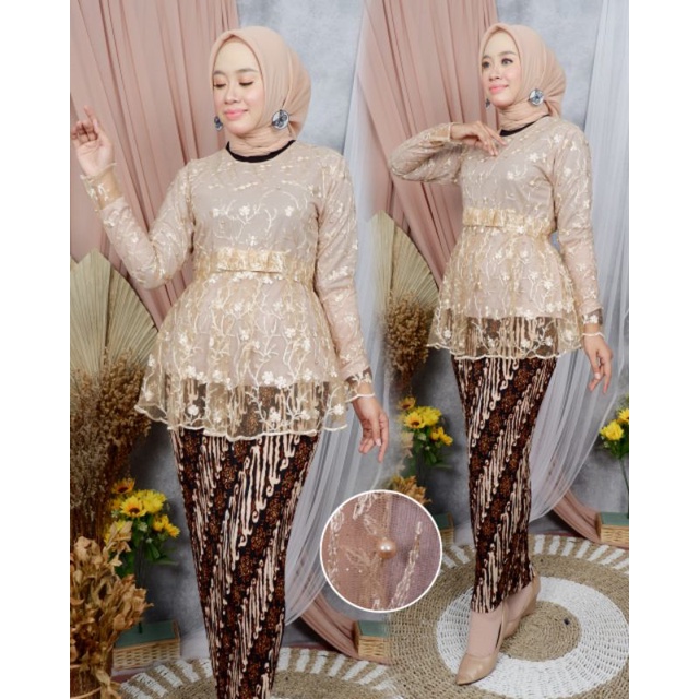 IndahKebaya | SET KEBAYA TILLE WISUDA / KEBAYA  KEKINIAN /  KEBAYA MARSYA OUTFIT  CANTIK / MOCCA