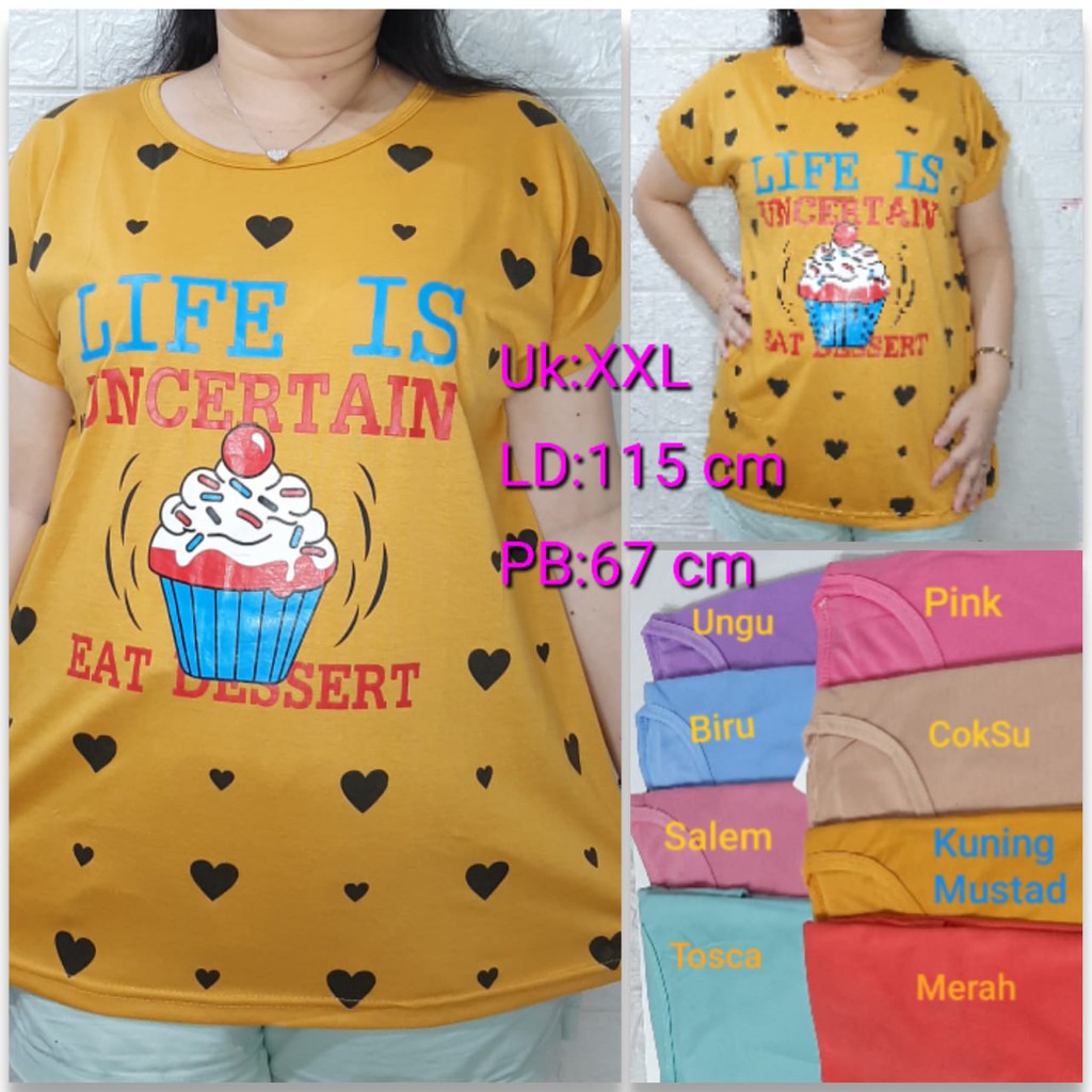 Kaos jumbo motif cup cake murah meriah harga grosir