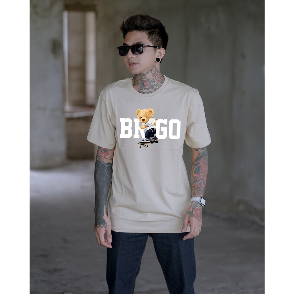 BRIGO Kaos Lengan Pendek Bear Skateboard II Kaos Distro BRIGO Beruang Skateboard II Kaos Katun Combed M-XL ( Pria &amp; Wanita )