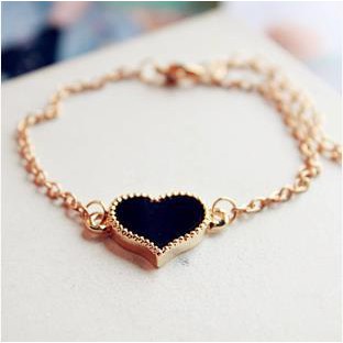 Vintage Peach Heart Love Four-leaf Clover Bracelet Clover Bracelet Q01