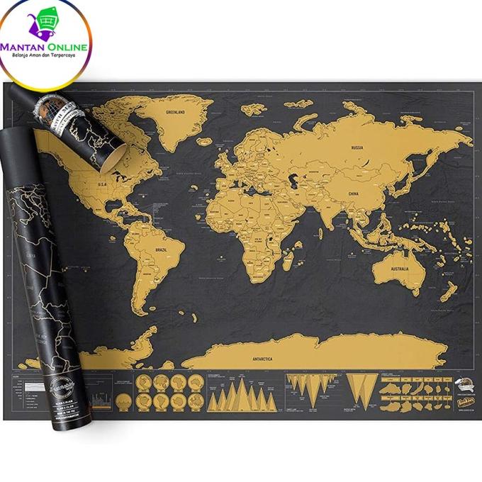 

BISA COD Poster Peta Dunia Deluxe Scratch World Map for Travelers Detailed Map