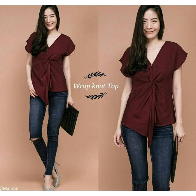 Hot Produk Blouse Wanita 899 Blouse Polos Blouse Kimono Baju Atasan Kerja Polos - Hitam Tbk