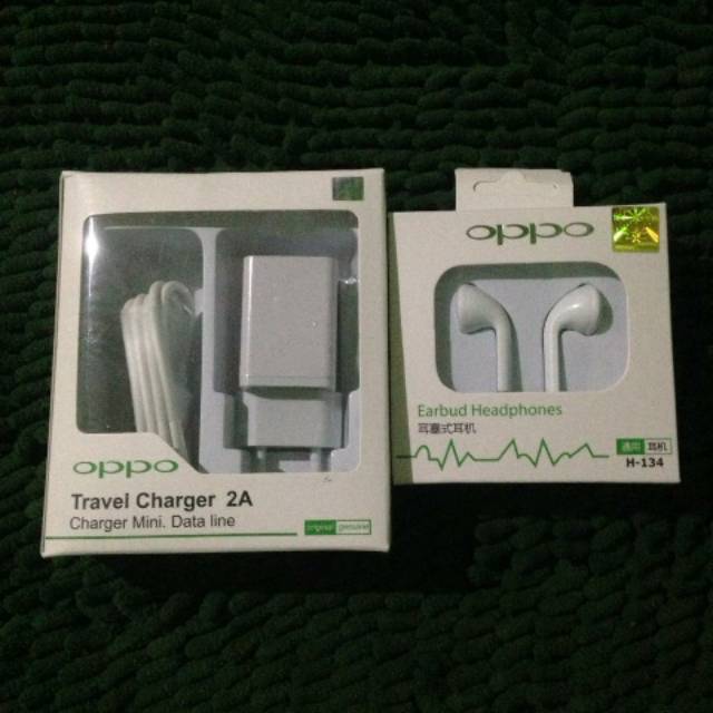 Charger Oppo adaptor travel charging 2A fast carging free headset Oppo earbud stereo wireless