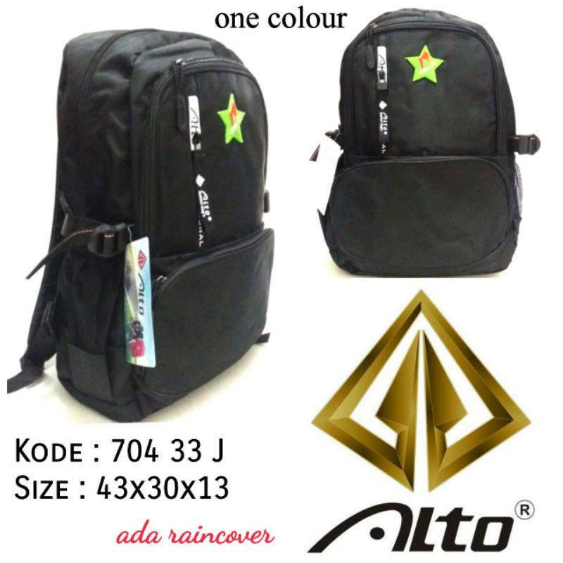 TAS RANSEL SEKOLAH ORIGINAL BY ALTO WARNA HITAM ADA RAINCOVER 704 33J TERMURAH