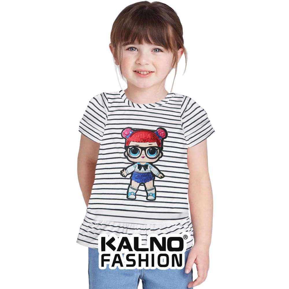 baju anak perempuan salur hitam putih ROK LOL  - Anak perempuan Umur 1 -  7 Tahun RANDOM