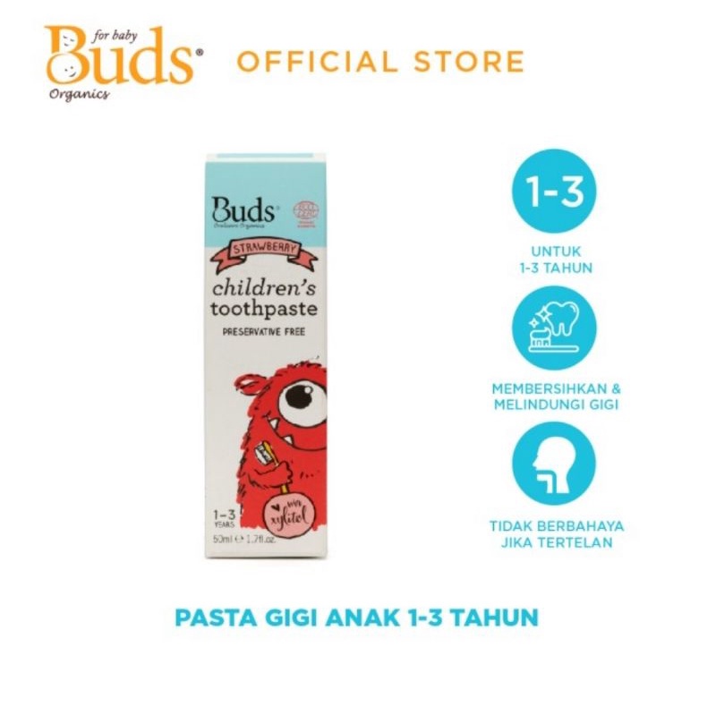 Buds Organics Toothpaste With Xylitol Usia 1- 3 Tahun Ukuran 50 ml