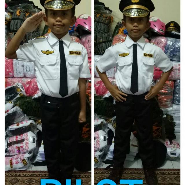 BAJU/stelan/kostum PROFESI PILOT ANAK/kostum karnaval anak TK dan SD
