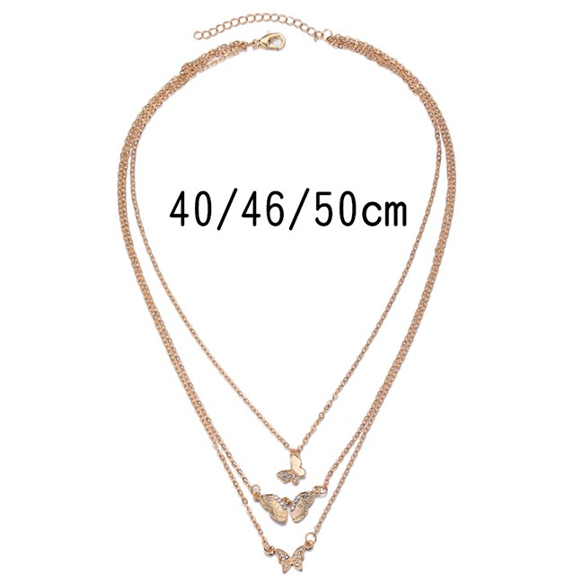 LRC Kalung Fashion Gold Color Alloy Multilayer Butterfly P82872