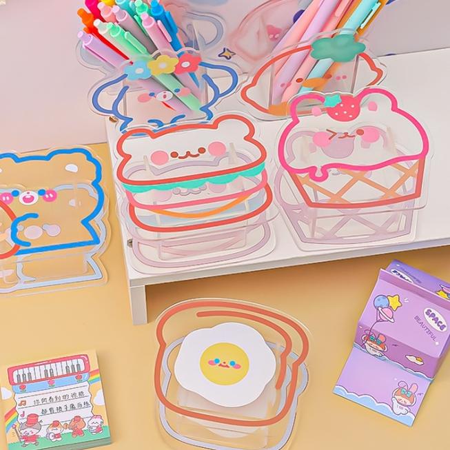 

Update! Kotak pensil arkrilik karakter lucu Pen holder transparant