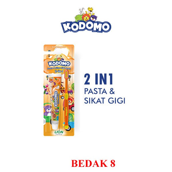 Kodomo Pasta Gigi dan Sikat Gigi 2in1/ Sikat Gigi Anak Kodomo 2in1 Reguler/ Zig Zag