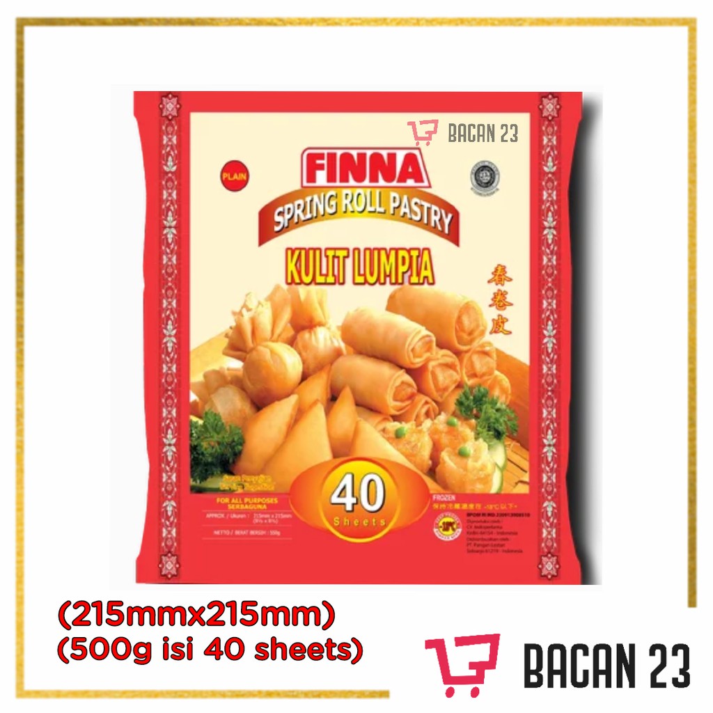 

Finna Kulit Lumpia Spring Roll Pastry ( 40 sheets 500gr) / Frozen Food / Bacan 23 - Bacan23
