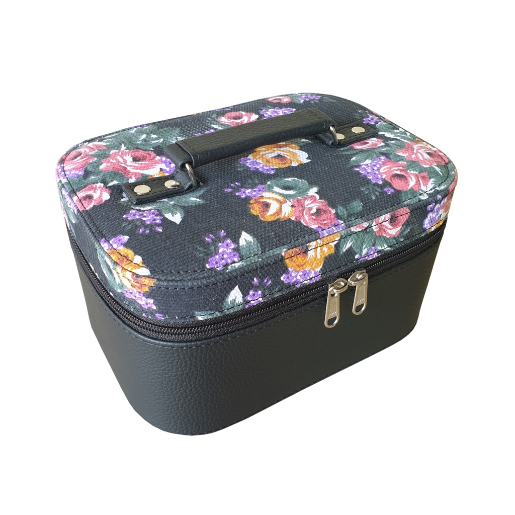 BLACK FLOWER - Tas Make Up Pounch dan Kosmetik Cantik Beauty Case Cosmetic Organizer