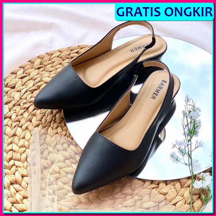 Sepatu Hak Wanita Tahu Tinggi Wanita Kaca Anak Perempuan Pesta  Murah Kekinian Kerja Korea Hitam Put