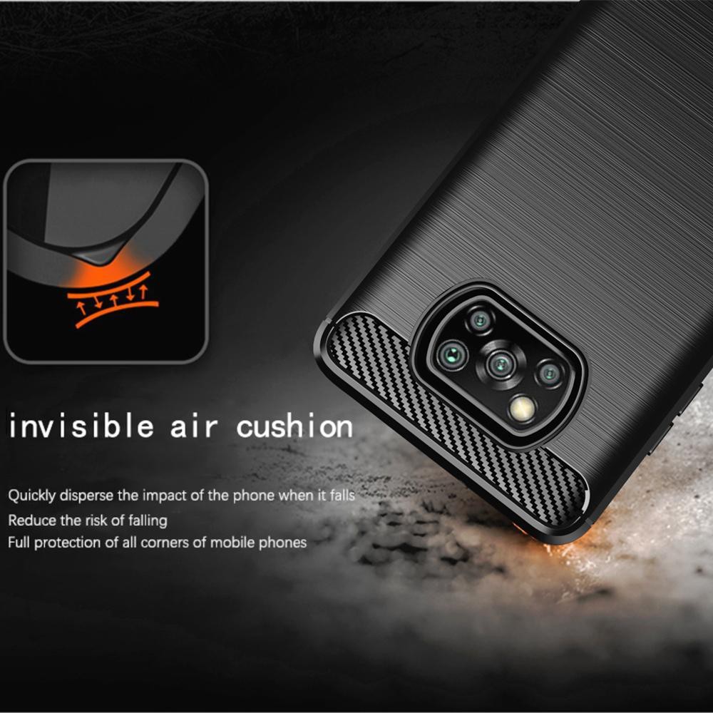 Case Xioami Poco X3 NFC Softcase Carbon Casing + Tempered Glass