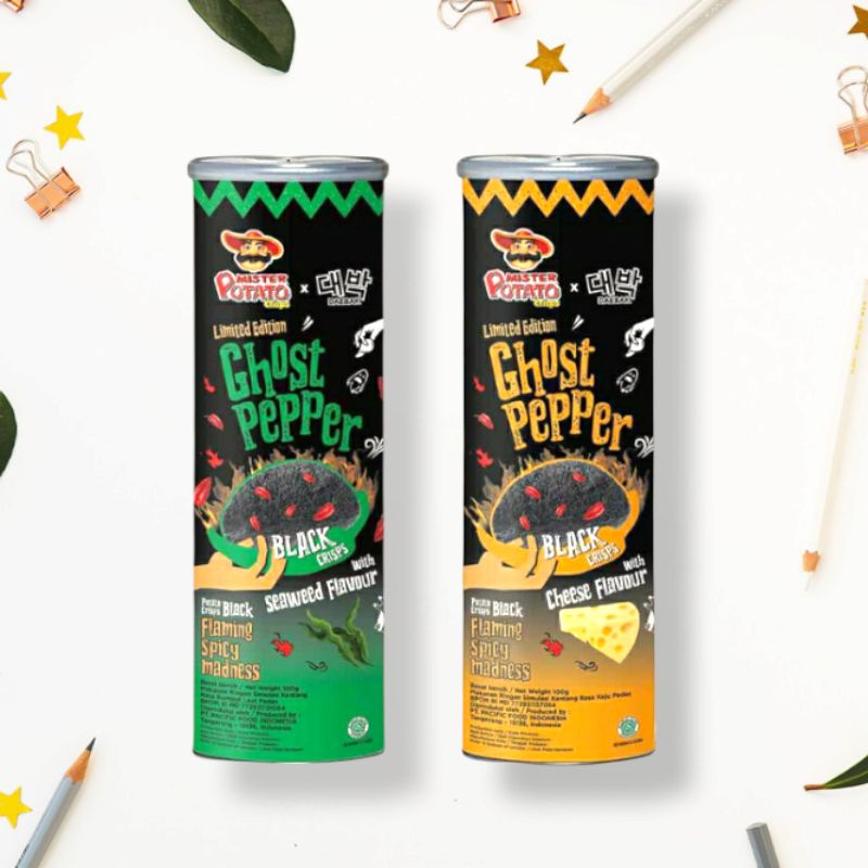 Mister Potato Crips Ghost Pepper seawed flavour/cheese flavour 100gr
