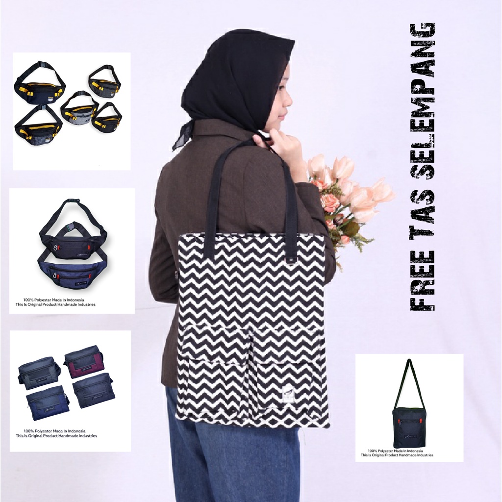 Totebag pria - wanita FREE TAS SELEMPANG Tote bag kanvas premium