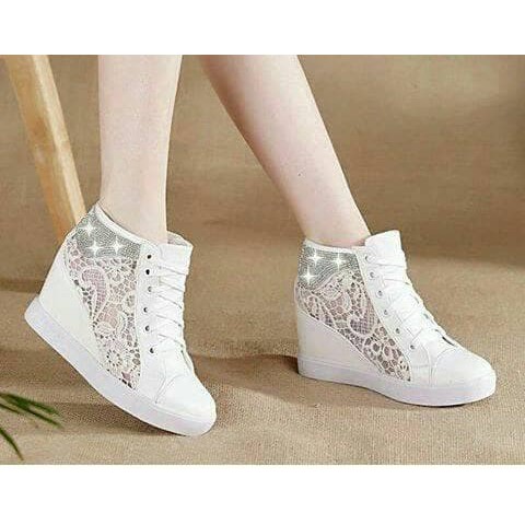 SEPATU WANITA SEPATU  BOOT JALA SAMPING PUTIH