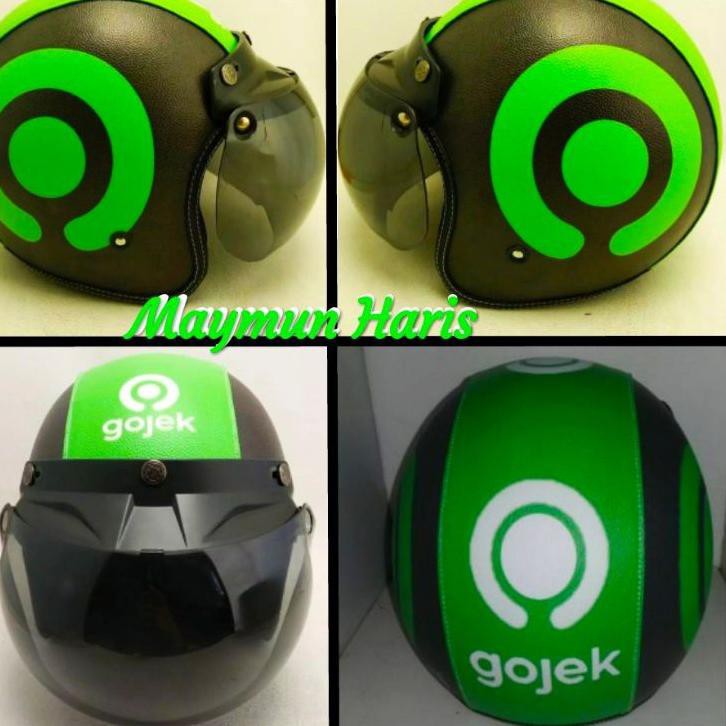 Helm bogo retro dewasa motif Gojek baru.
