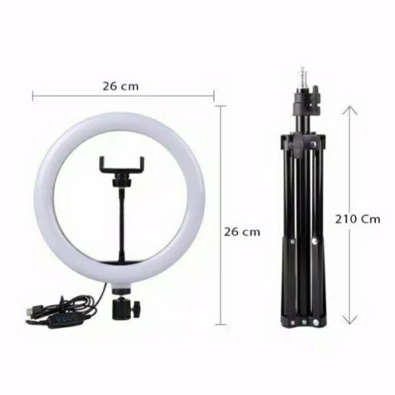 Ring light ringlight 26cm plus tripod stand 2m streaming selfie vlogging studio foto