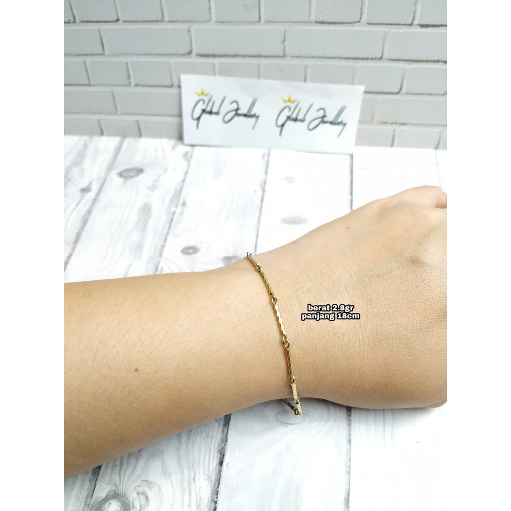 GELANG MOTIF TABUNG GOLD PERAK ASLI S925 GLOBAL JEWELLERY CG051