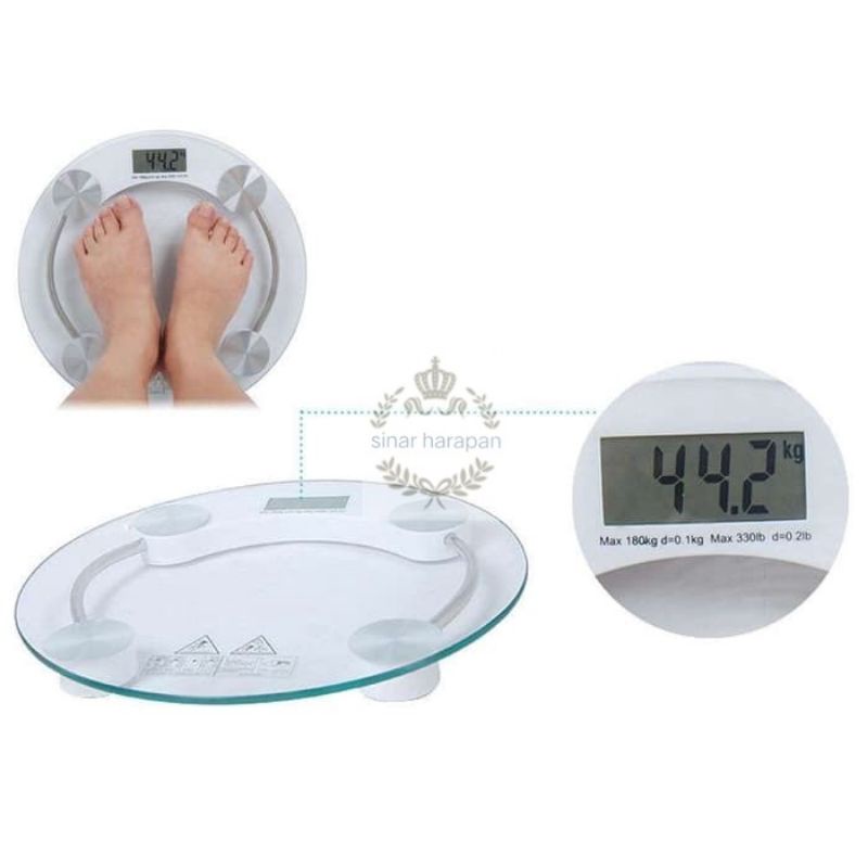 Timbangan Badan Digital Kaca / Personal Scale / Timbangan bulat kaca/timbangan