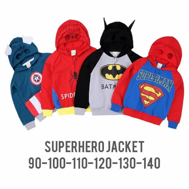 Jaket superhero lucu/ jaket anak import/ jaket captain america spiderman batman superman