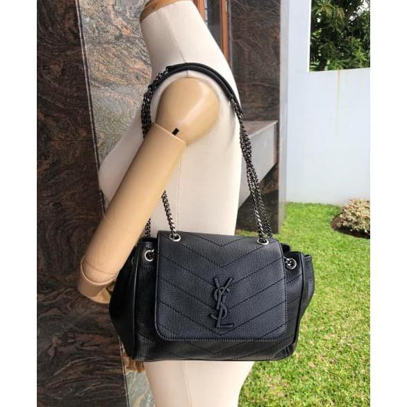 ❗❗ TERMURAH SHOULDER BAG VINTAGE❗❗ YSL NOLITA VINTAGE LEATHER BLACK SMALL BAG ,TAS BRANDED