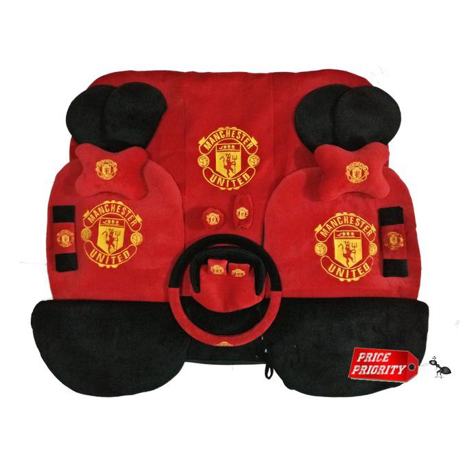 BERKUALITAS Sarung Jok Mobil Agya Ayla MU Manchester United / Motif Bola MU Sport -OTOGEAR