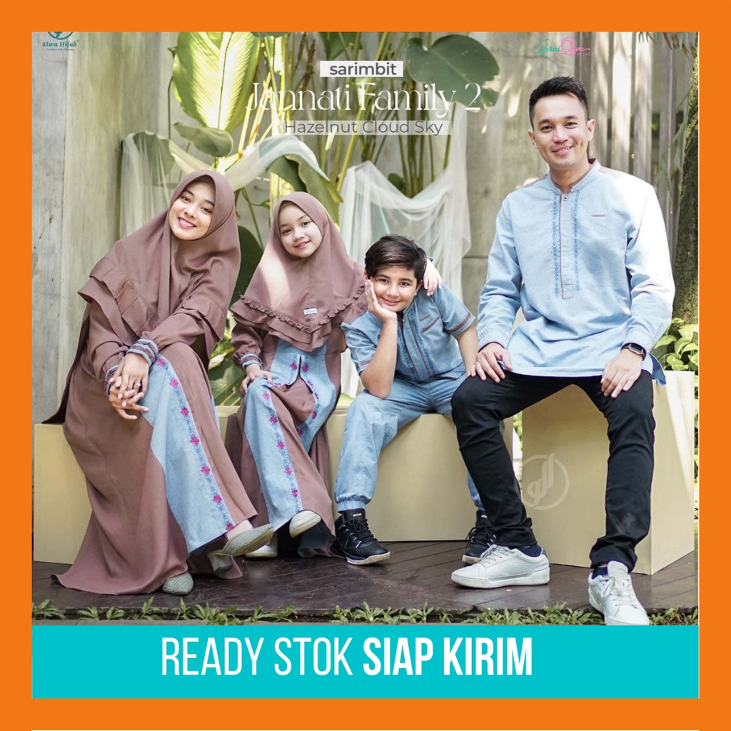 Sarimbit Keluarga Jannati Family by Alwa Hijab Couple Seragaman Lebaran Gamis Dress Idul Fitri Hazel