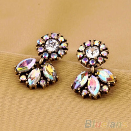 Fashion : Perhiasan Anting Tusuk Resin Juntaian Bunga Kristal Gaya Bohemia