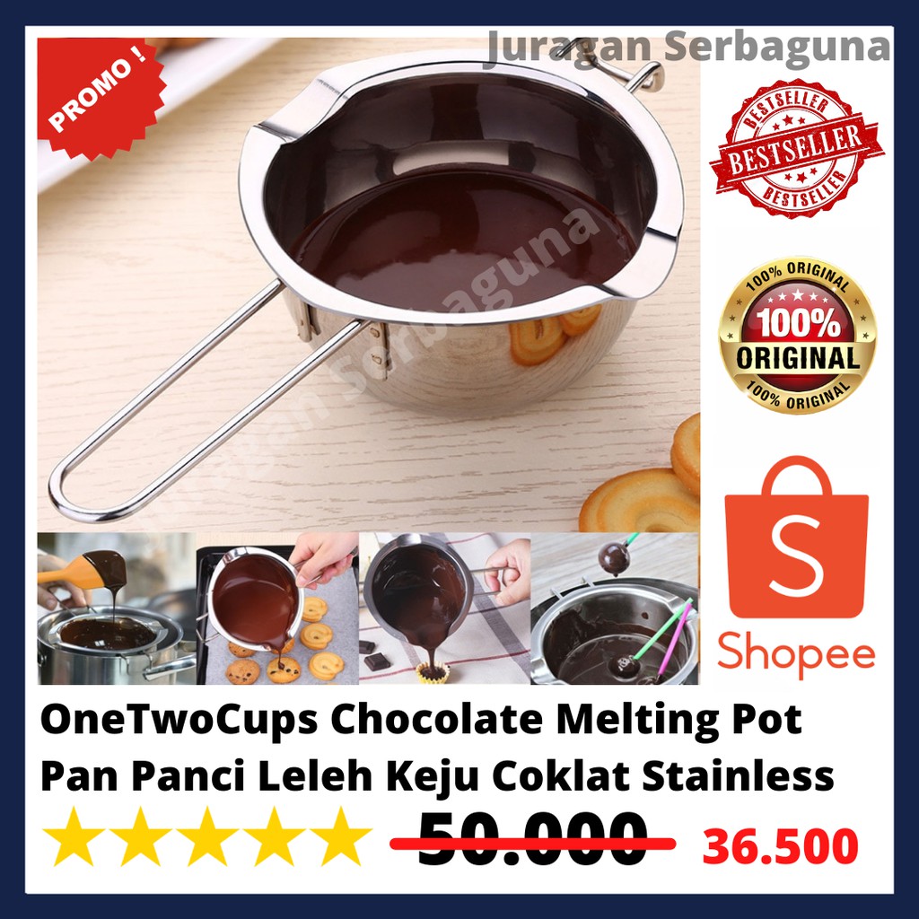 OneTwoCups Chocolate Melting Pot Pan Panci Leleh Keju Coklat Stainless