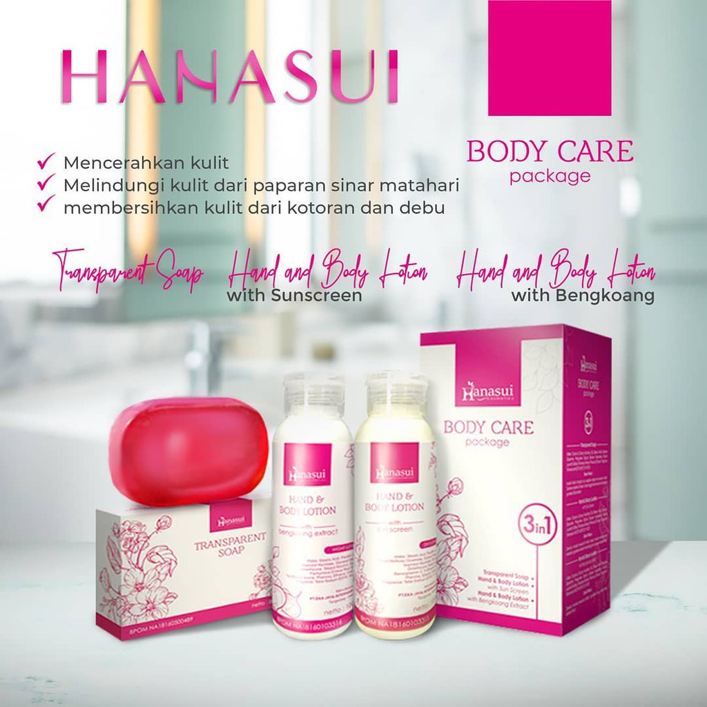 Hanasui Body Care 3 in 1 BPOM Original - Paket Body Lotion Hanasui