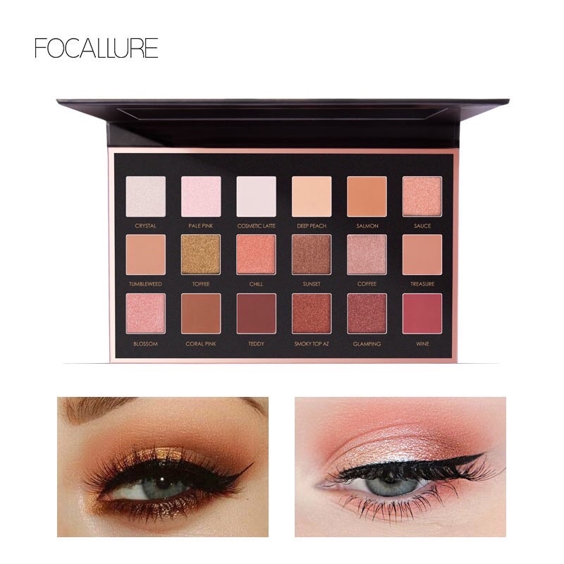 (BPOM) FOCALLURE Neutral 18 Colors Shimmer Makeup Eyeshadow Palette With mirror