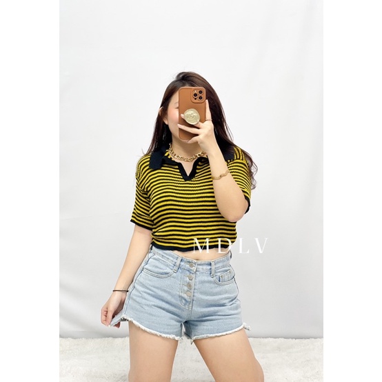 MDLV ~ Cila Top Rajut Strip Knit top