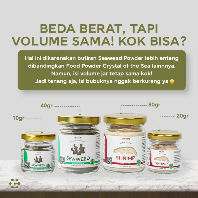 Crystal of the Sea Seaweed Food Powder / Bubuk Rumput Laut / Kaldu MPASI - 40g