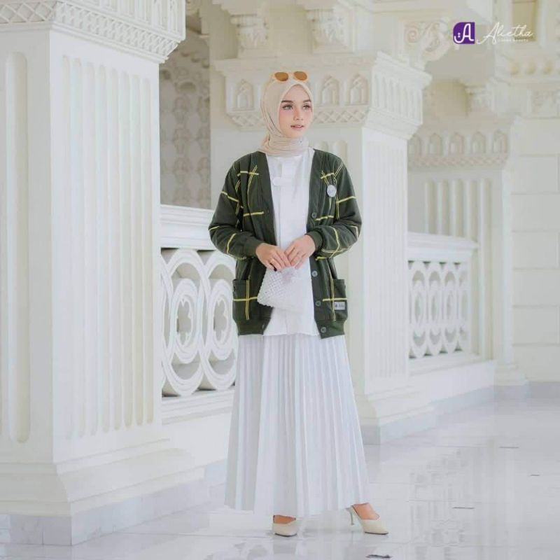 LARISSA CARDI ORI ALIETHA JACKET MUSLIMAH DAILY OUTFIT VIRAL TERBARU SWEATER CARDIGAN WANITA MASAKINI